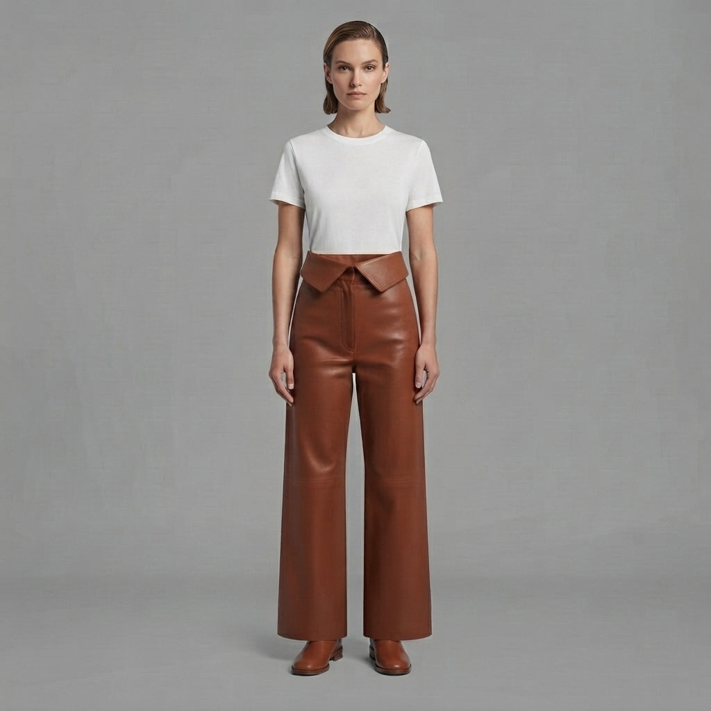 Women's Brown Leather Pant