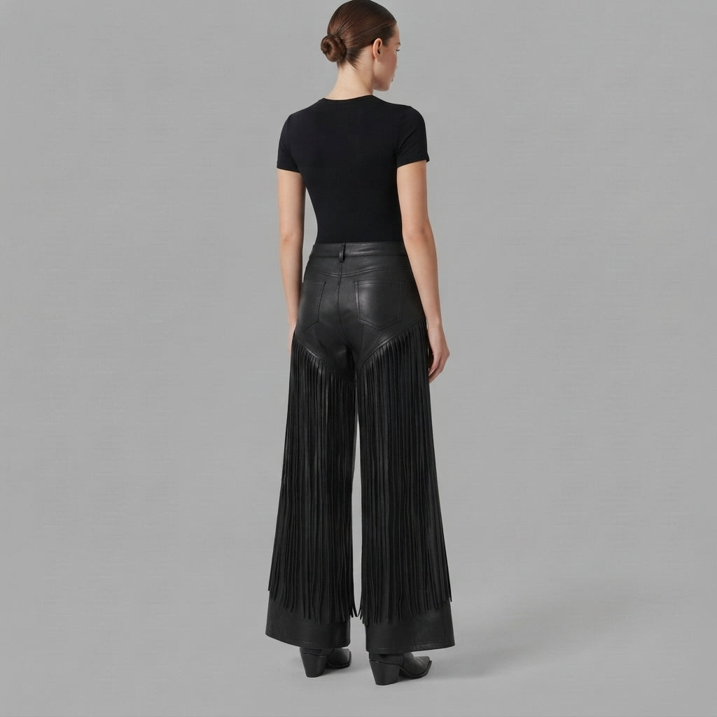 Women's Black Leather Pant
