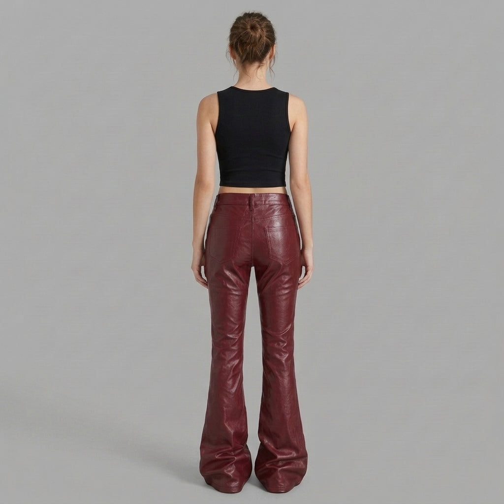 Women's Red Leather Pant