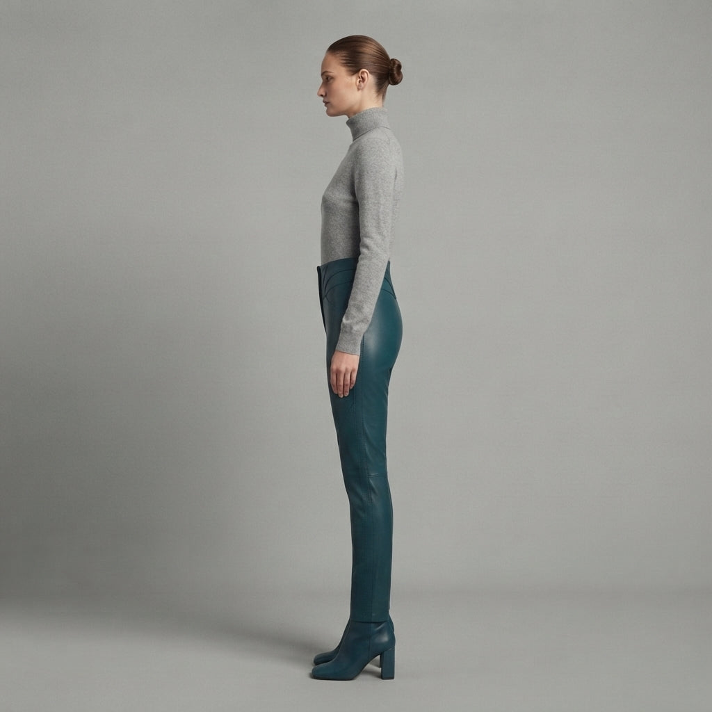 Women's Green Leather Pant