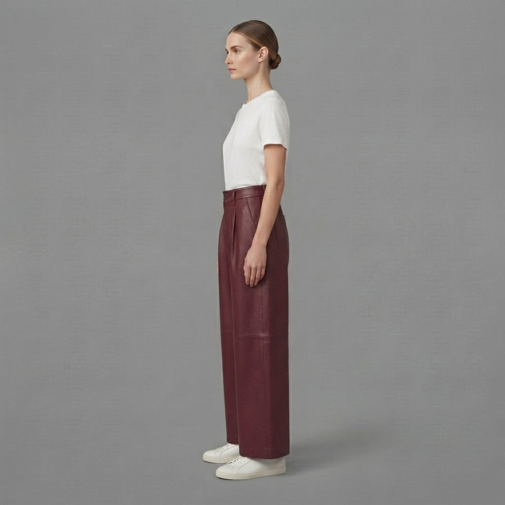 Women's Red Leather Pant