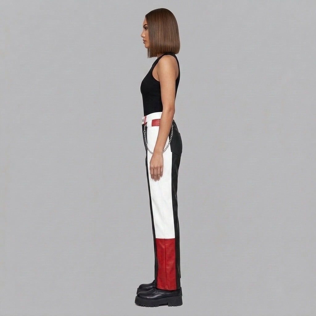 Women's Red Leather Pant