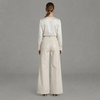 Women's White Leather Pant