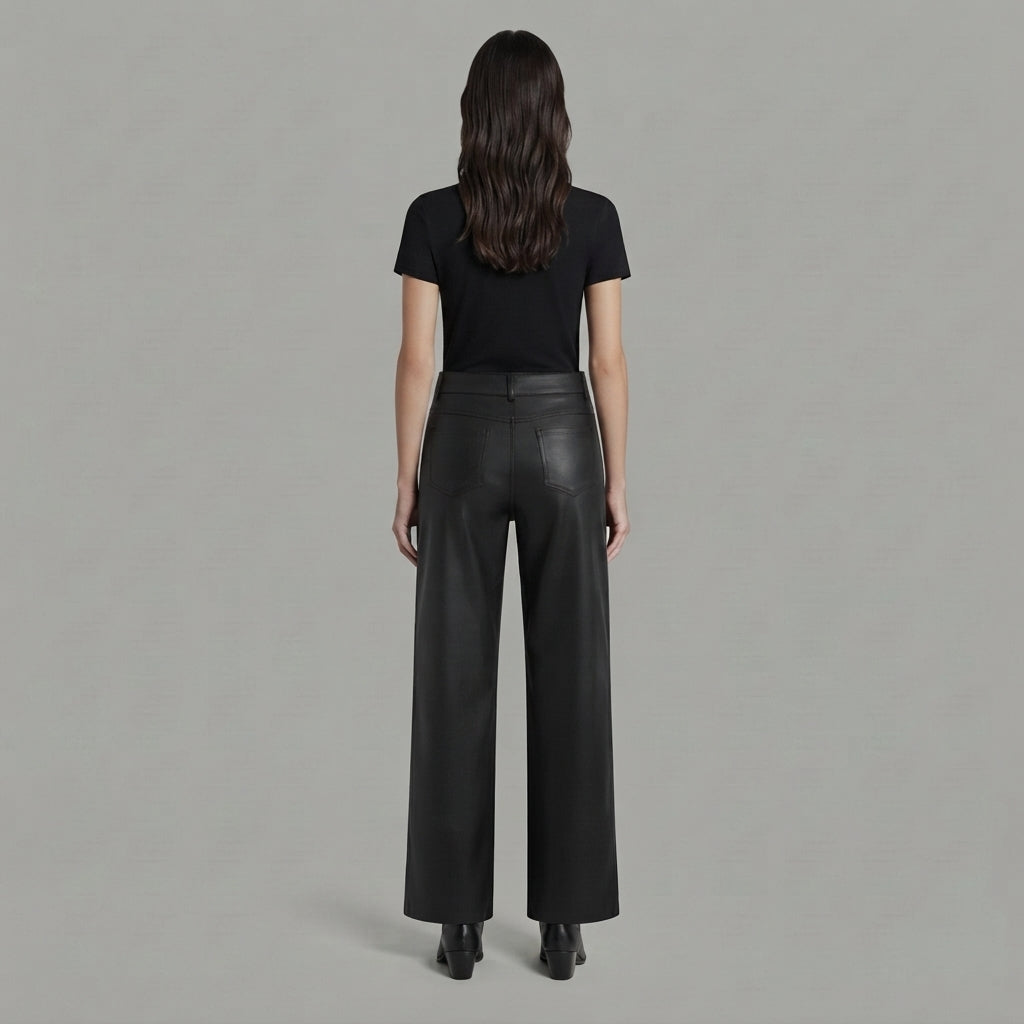Women's Black Leather Pant