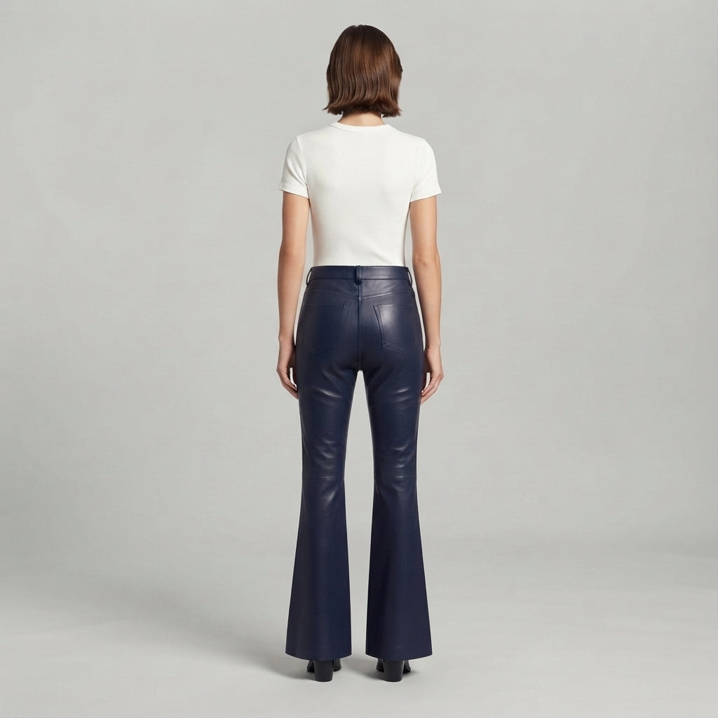 Women's Blue Leather Pant