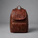 Women's Wooden Brown Leather Backpack