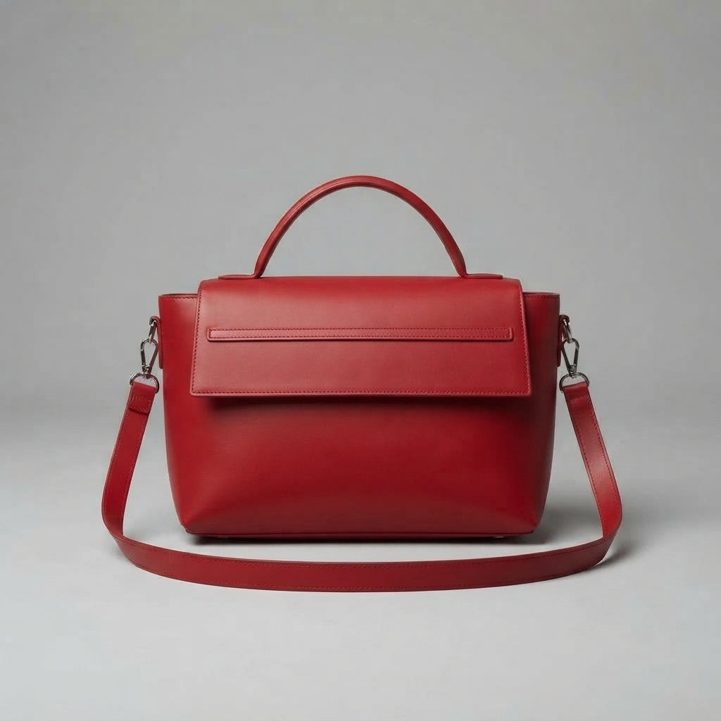Women's Red  Leather Clutch