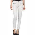" White Premium Leather Pants for Women"