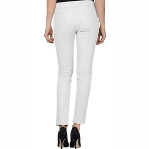 " White Premium Leather Pants for Women"