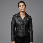 Women's Black Leather Biker Jacket