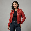 Buy Women's Red Leather  Jacket