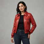 Buy Women's Red Leather  Jacket