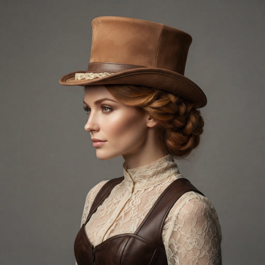 Buy Women's Brown Top Leather Hat
