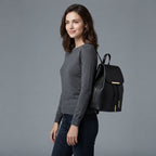 Women's Black Leather Backpack