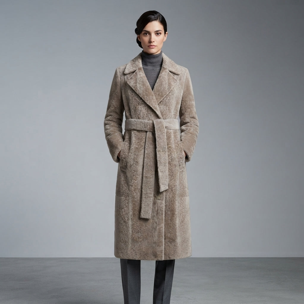 Women's Light Grey Shearling Jacket