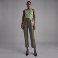 Women's Green  Leather Capri