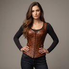 Women's Unique Brown Leather Corset