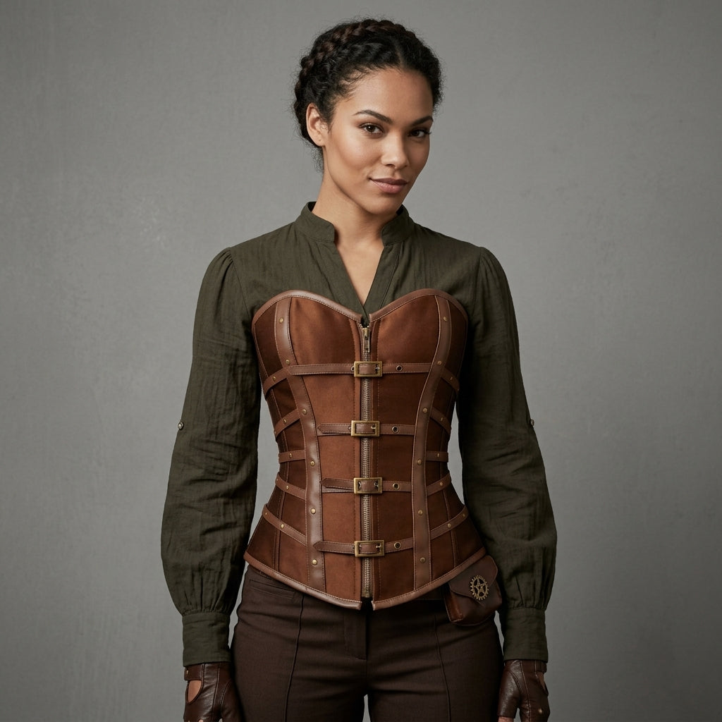 Women's Brown Leather Corset