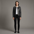 Women's Black Leather Biker Jacket