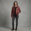 Buy Women's Red Leather  Jacket