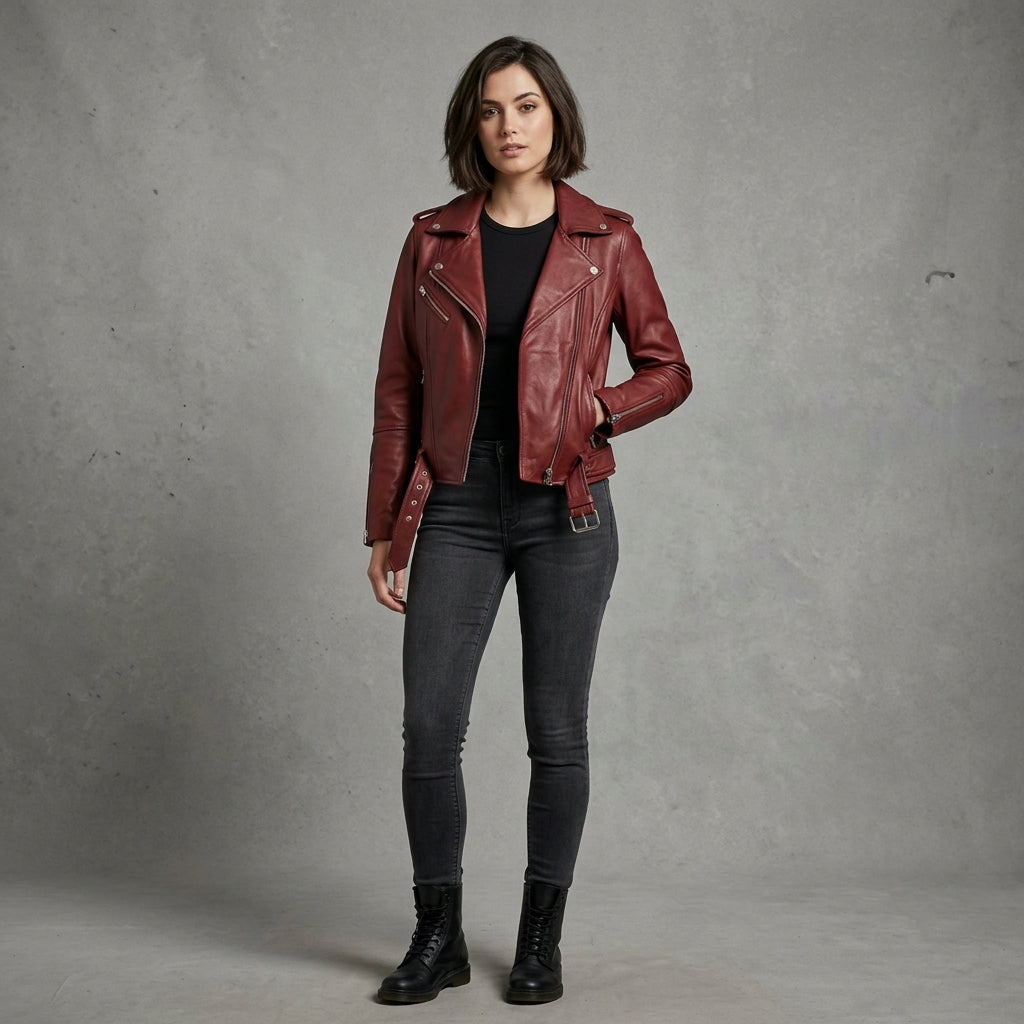 Buy Women's Red Leather  Jacket