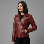 Buy Women's Red Leather  Jacket