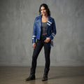 Women's Blue & White Leather Jacket