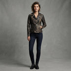 Buy Women's Dark Brown Rub-off Cafe Racer Leather Jacket