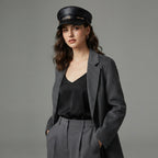 Women's Black  Leather Cap