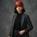 Women's Red Leather Cap