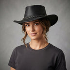 Buy Women's Black Top Leather Hat