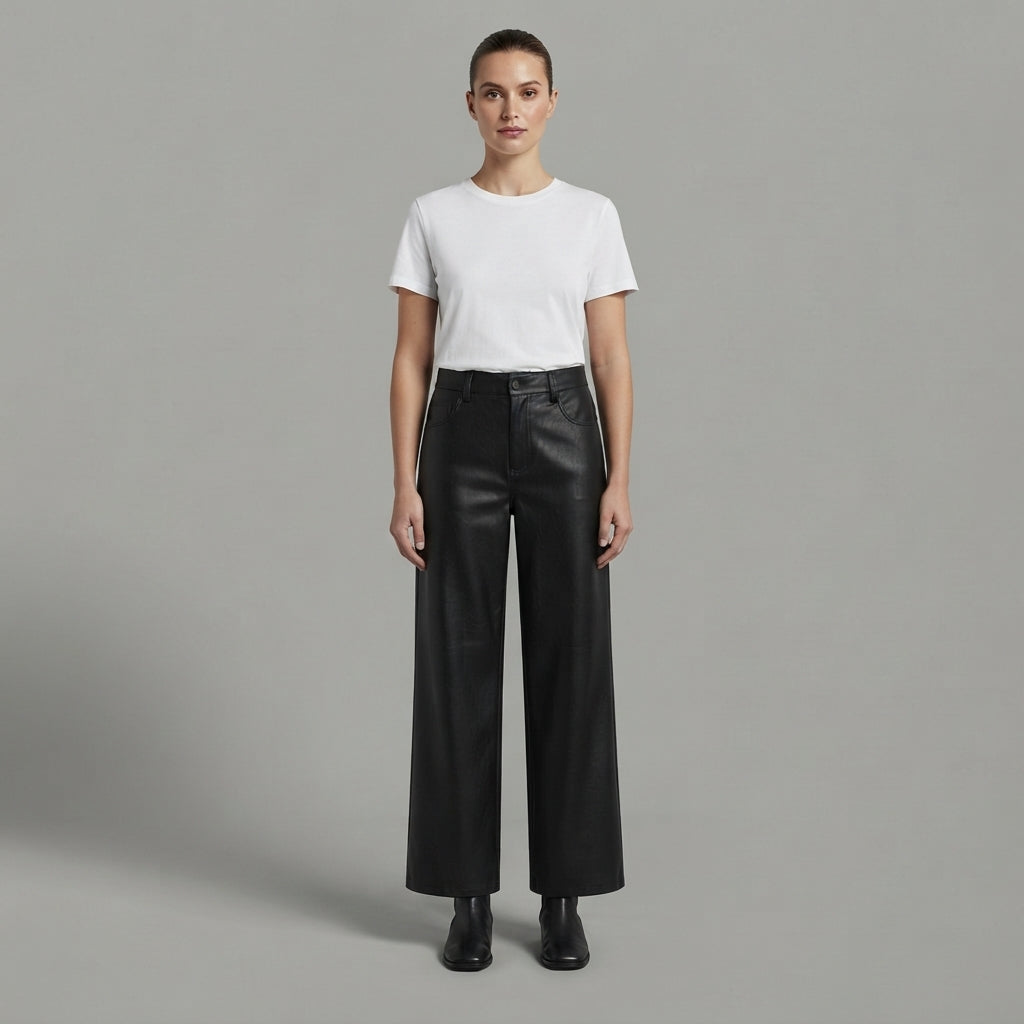 Women's Black Leather Pant