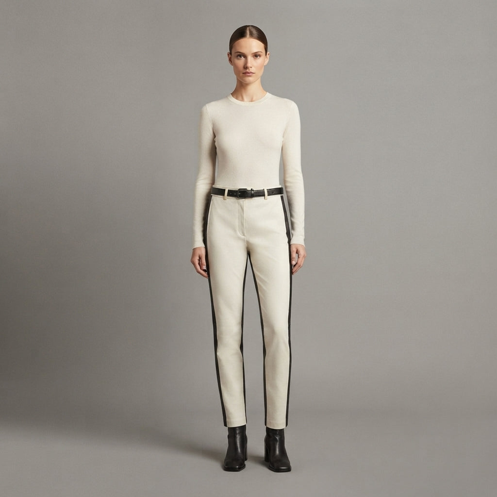 Women's White Leather Pant