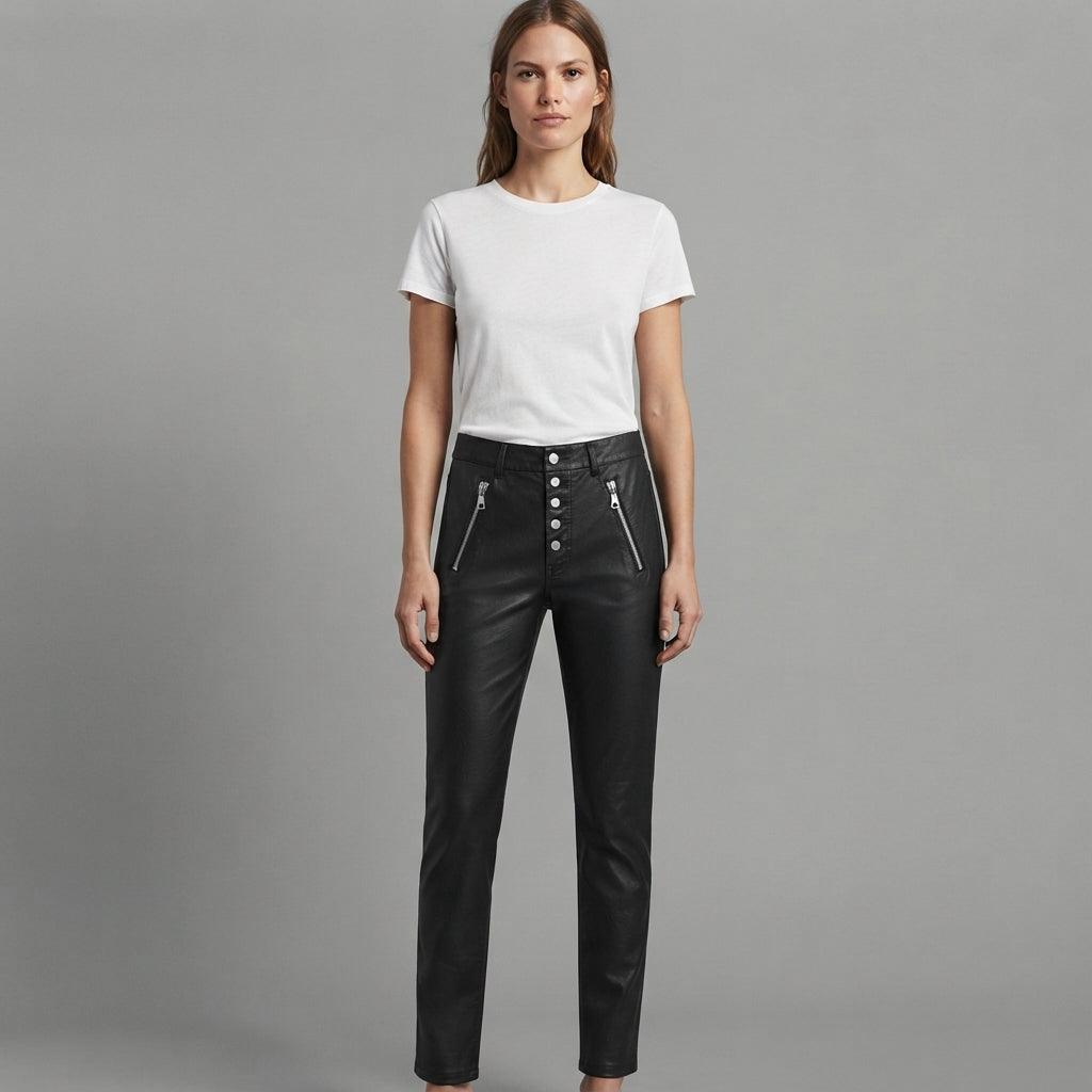 Women's Black Leather Pant