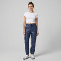 Women's Blue Leather Pant