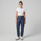 Women's Blue Leather Pant