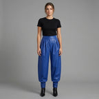 Women's Blue Leather Pant
