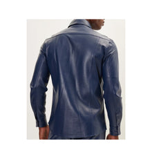 Load image into Gallery viewer, GENUINE Blue Lambskin Leather Shirt
