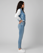 Damen verkürzte College-Jacke in Babyblau