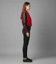 Load image into Gallery viewer, Women’s Red &amp; Black Varsity Jacket
