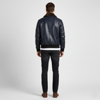 Men's Navy Leather flight bomber jacket