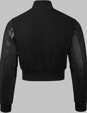 Load image into Gallery viewer, Women’s Polo Ralph Lauren Black Cropped Leather varsity jacket
