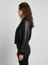 Load image into Gallery viewer, Women’s Polo Ralph Lauren Black Cropped Leather varsity jacket

