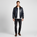 Men's Navy Leather flight bomber jacket