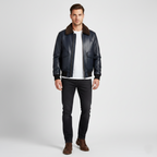 Men's Navy Leather flight bomber jacket