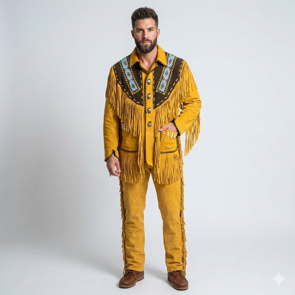 Authentic Men's Native American Western Leather Jacket