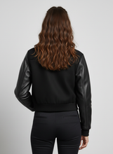 Load image into Gallery viewer, Women’s Polo Ralph Lauren Black Cropped Leather varsity jacket
