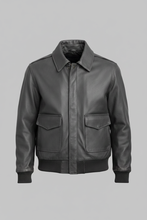 Laden Sie das Bild in den Galerie-Viewer, Leder Fliegerjacke Metropolitan Holzkohlegrau – Aviator-Stil
