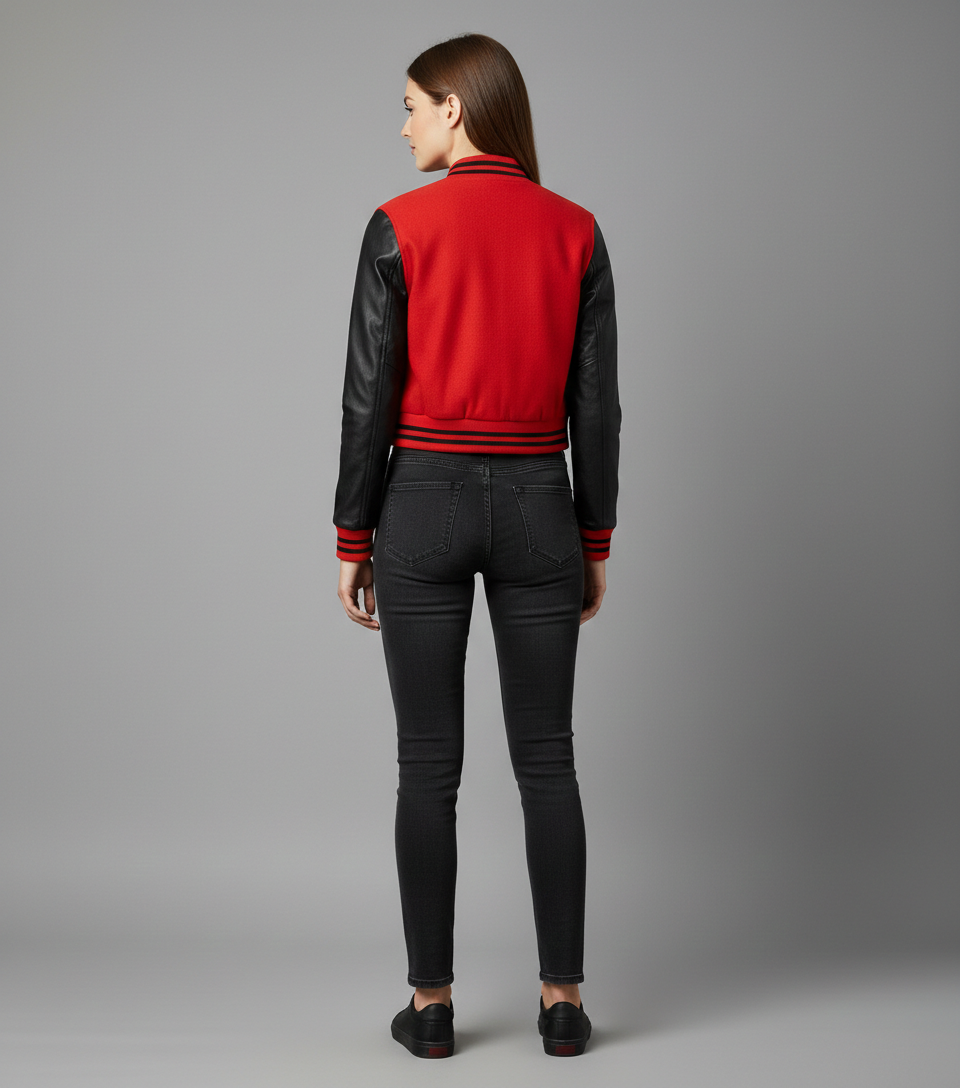 Damen Collegejacke Rot & Schwarz