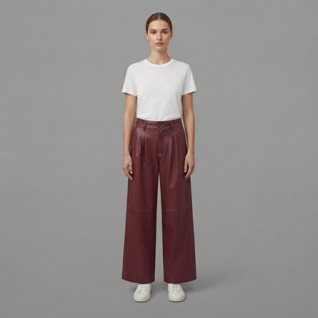 Women's Red Leather Pant